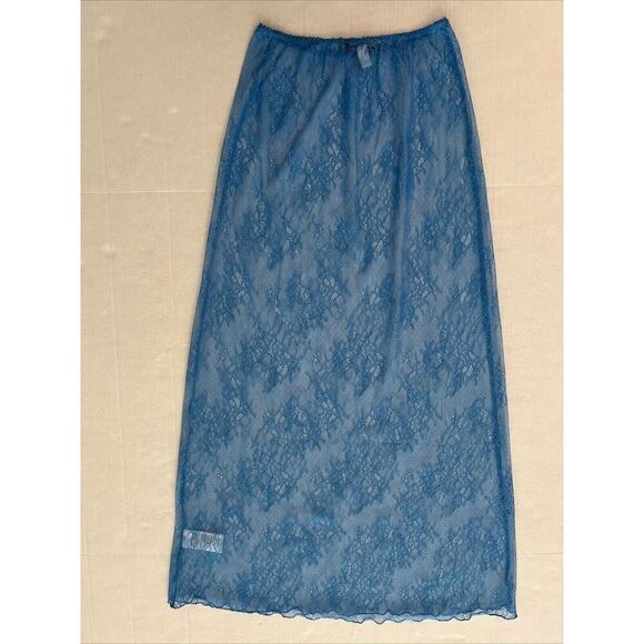 Urban Outfitters Women Sz Small Blue Mesh Lace Maxi Skirt Cover Up - Picture 2 of 10